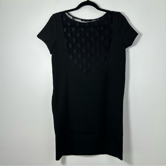 FRNCH Classic Black Knee Length Sheath Dress Back Mesh Size S NWT - Picture 2 of 7